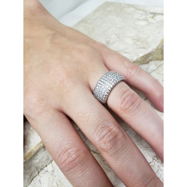 Anel retangular cravejado prata