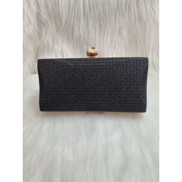 Clutch glitter trançada preta