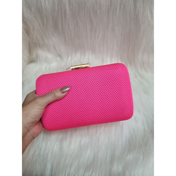 Clutch tecido rosa choque