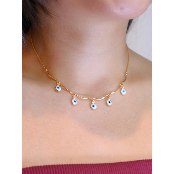 Colar Mini Olho Grego Azul Claro