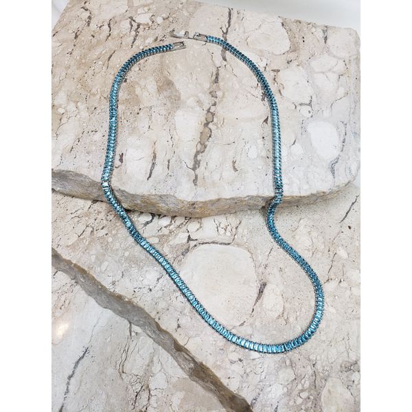 Colar Riviera retangular azul bebê 3mm