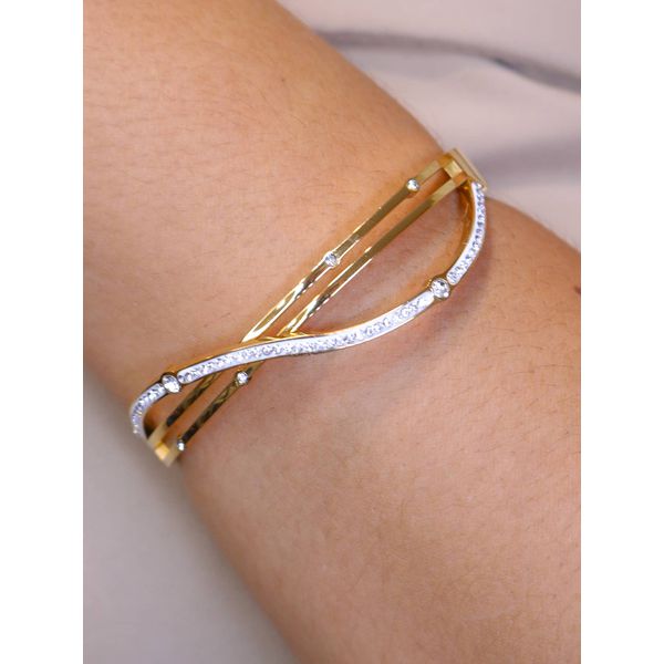 Bracelete ondas strass de aço
