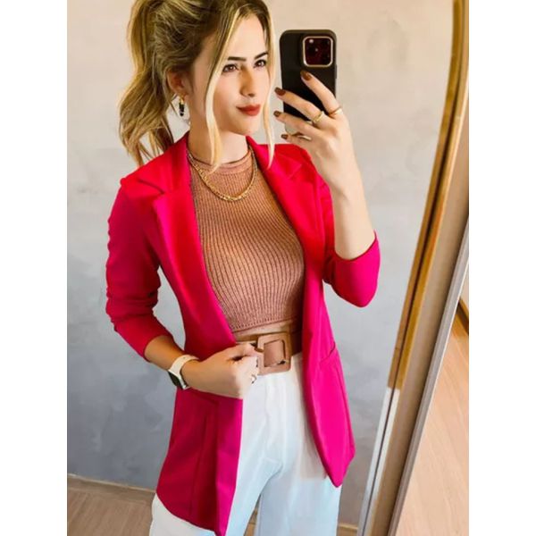 Blazer Longo Ju Rosa