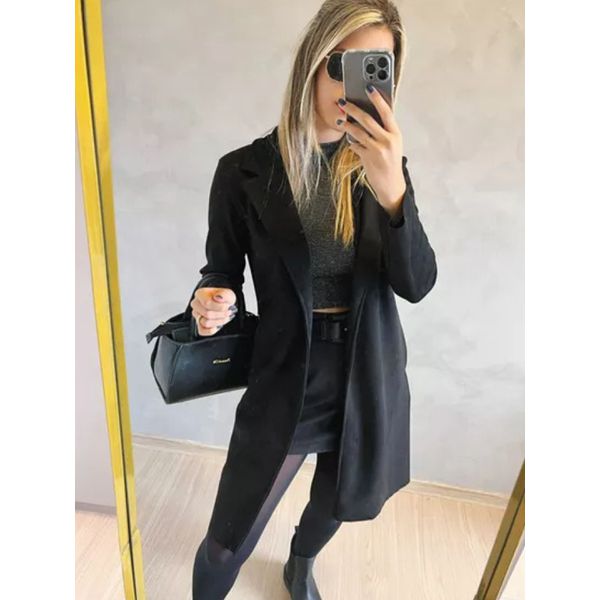 Casaco Suede Preto
