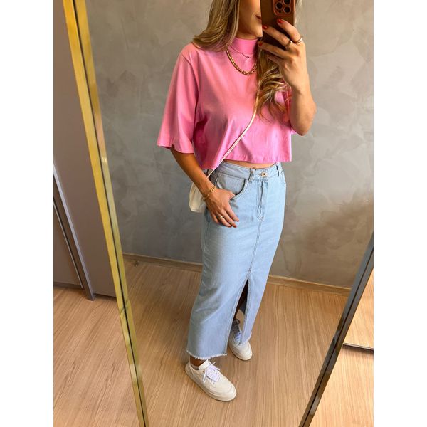 Saia midi jeans hotsell claro