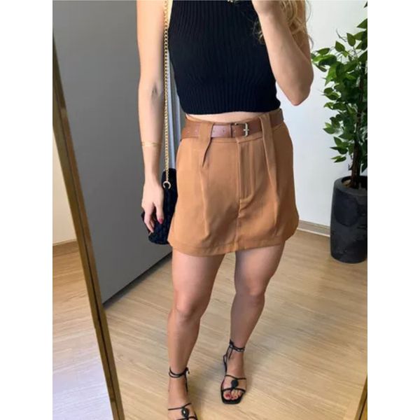 Short Saia Larissa Caramelo
