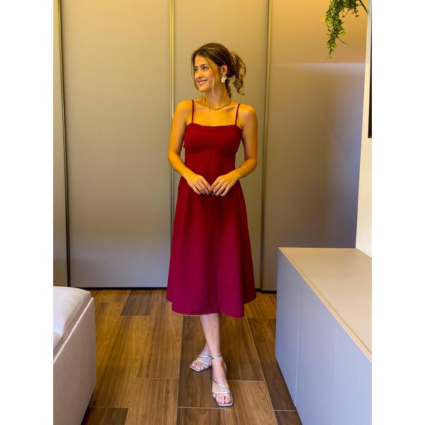 VESTIDO MIDI OLIVIA VINHO