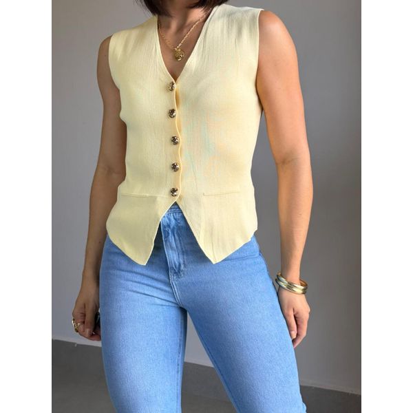 COLETE TRICÔ AMARELO