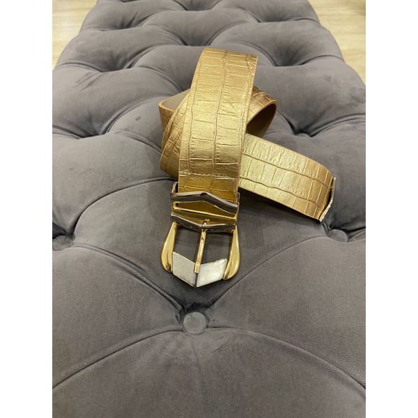 CINTO COURO MARY DOURADO