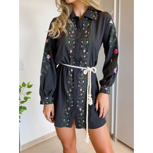 CHEMISE VESTIDO BORDADO PRETO