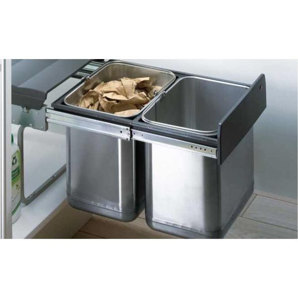 Lixeira Dupla Inox Duo II 400 20L+20L 