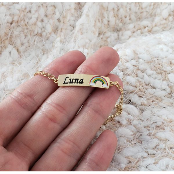 Pulseira para Bebê / Infantil com 1 Nome e Arco Íris