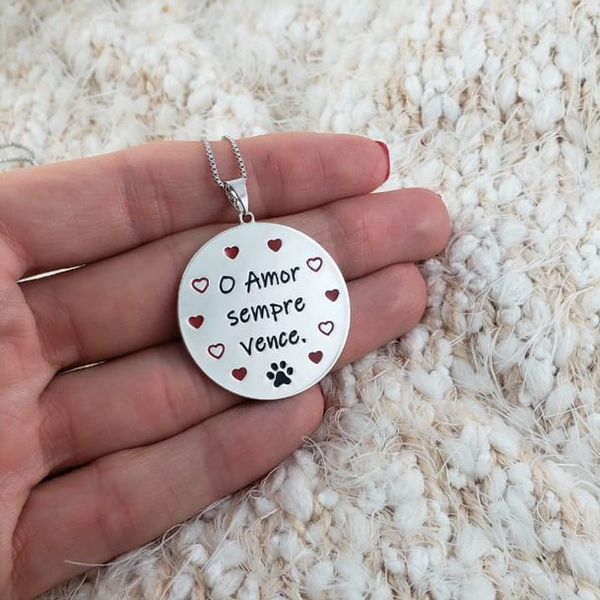 Colar Medalha PET com Frase