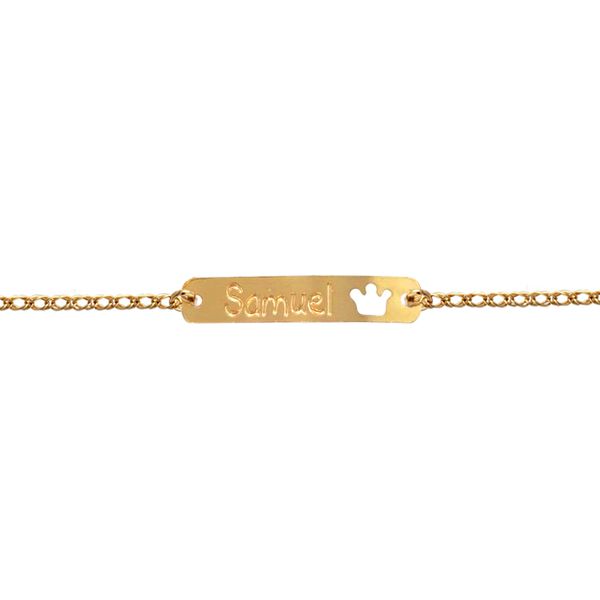 Pulseira para Bebê / Infantil com 1 Nome e Coroa Vazada