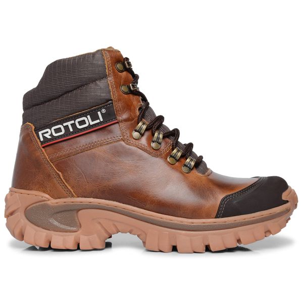 Bota Reforçada Couro Premium Street Grip Antiderrapante Conforto Extremo - Whisky
