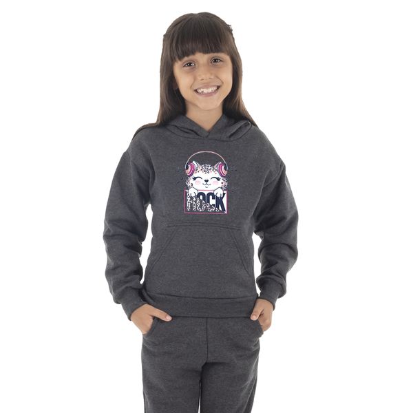 Moletom Canguru Infantil Menina Cat Rock... - Benellys Loja Oficial