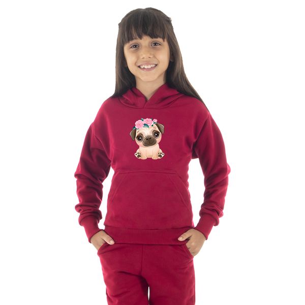 Moletom Canguru Infantil Menina Dog Pug ... - Benellys Loja Oficial