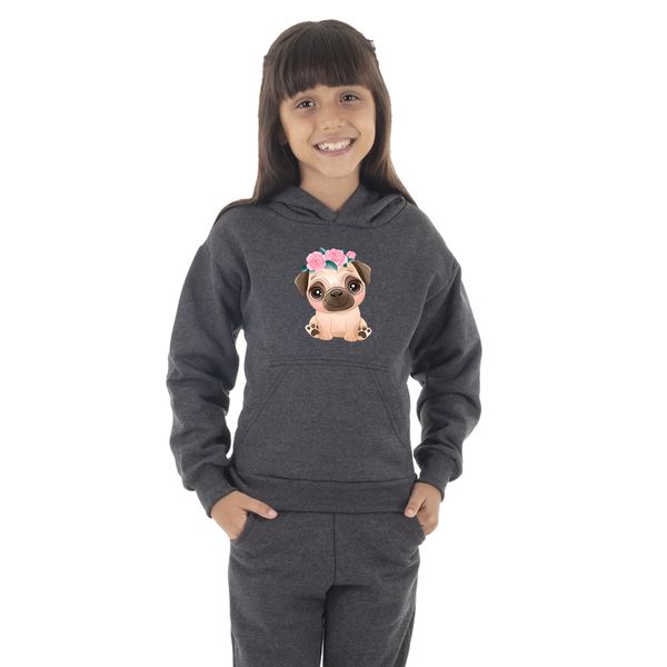 Moletom Canguru Infantil Menina Dog Pug ... - Benellys Loja Oficial