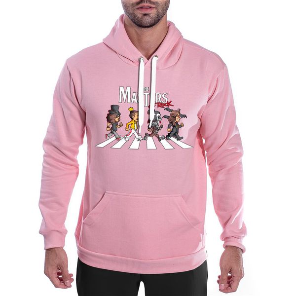 Moletom Masters of Rock Masculino Canguru Rosa Claro Benellys