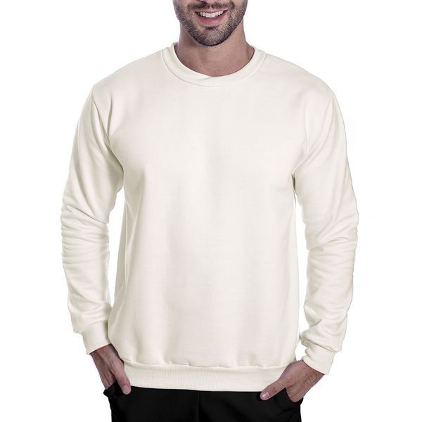 Moletom Liso Masculino Gola Redonda Branco Benellys