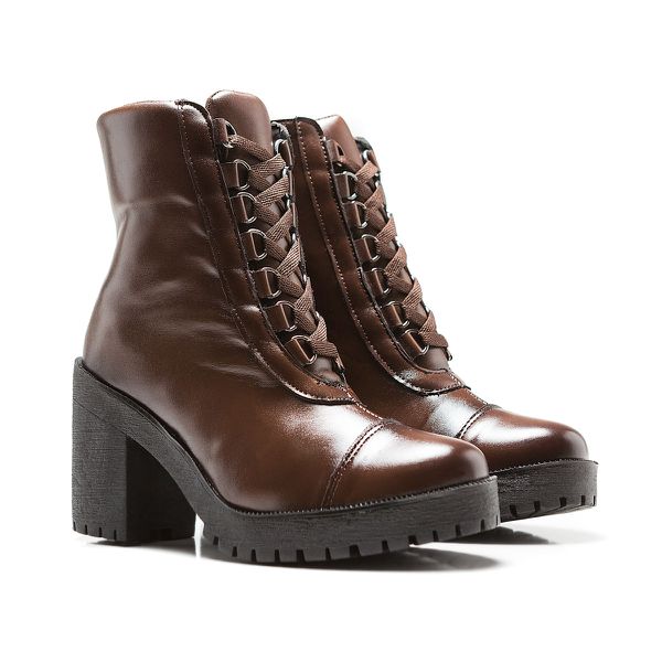 Coturno Molly Feminino Valentina com Metal Triangular e Atacador - Capuccino