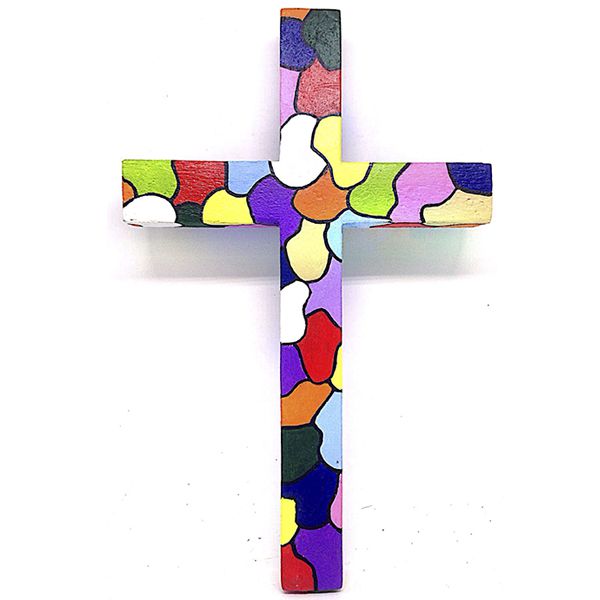 Crucifixo em madeira pintado 25cm