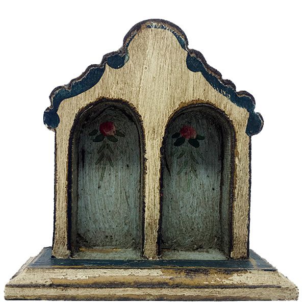 Mini oratório de mesa para 2 imagens, em estilo barroco com 12cm