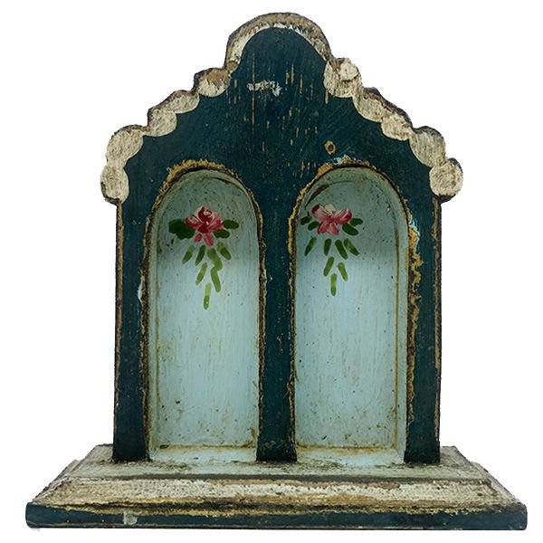 Mini oratório de mesa para 2 imagens, em estilo barroco com 12cm