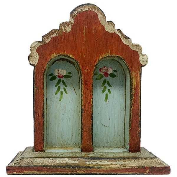 Mini oratório de mesa para 2 imagens, em estilo barroco com 12cm