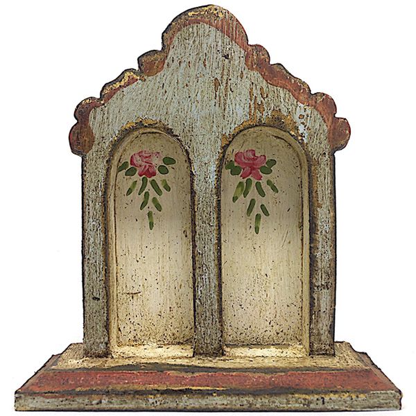 Mini oratório de mesa para 2 imagens, em estilo barroco com 12cm
