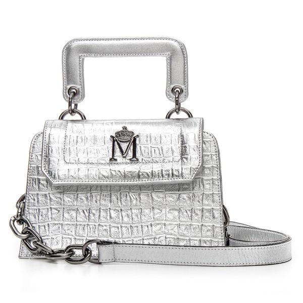 Bolsa em Couro Metalizado Prata Mariah 