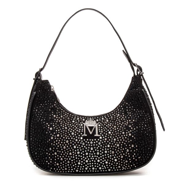 Bolsa em Material Tecnológico Meia Lua Preta Laura 