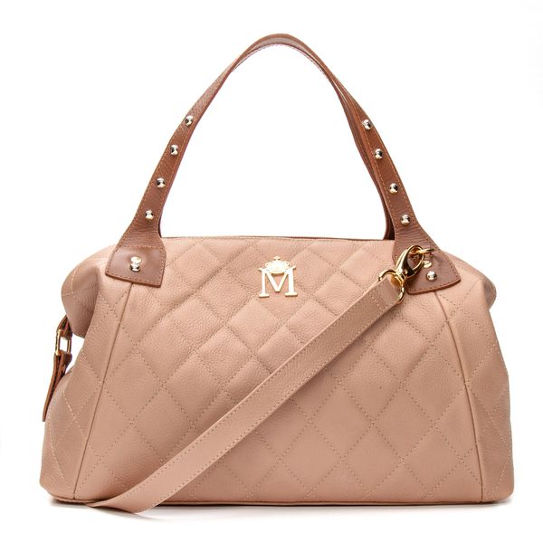 Bolsa Izabel Bordada Matelassê Amendoa