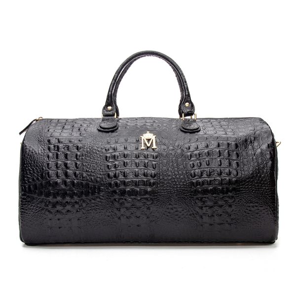 Kit de Mala de Viagem com Necessaire em Couro Croco Roberta