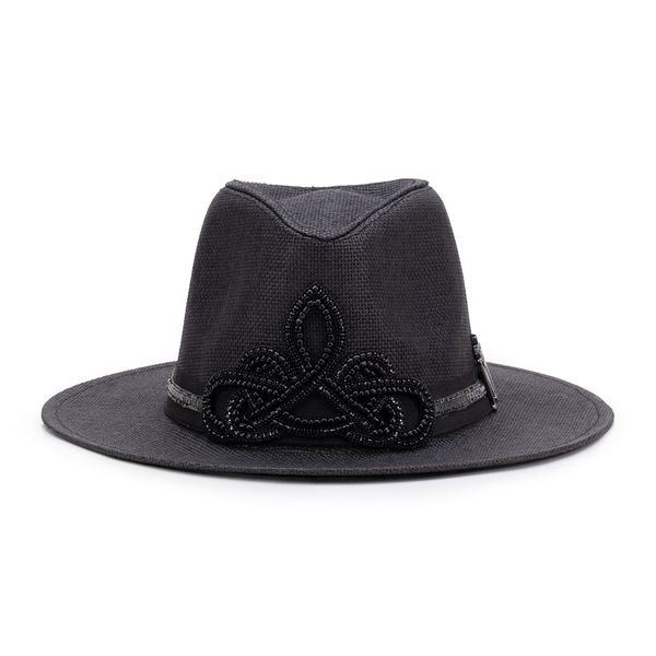 Chapéu Preto com Bordado Arabesco Preto