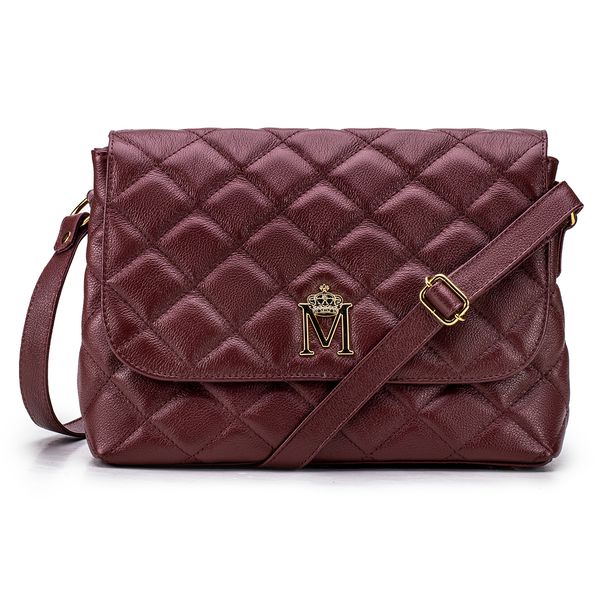 Bolsa em couro com Matelasse Vinho Cabernet Luiza