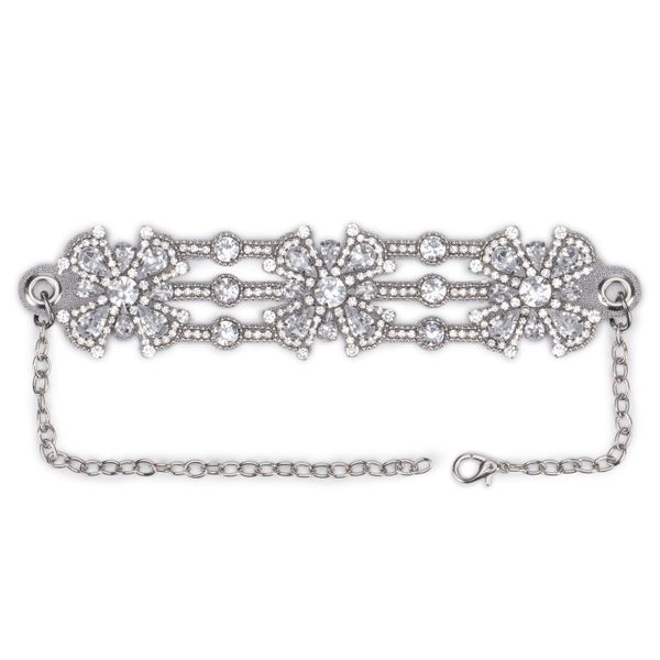 Colar Chocker Prata com Bordado de Flor Cristal