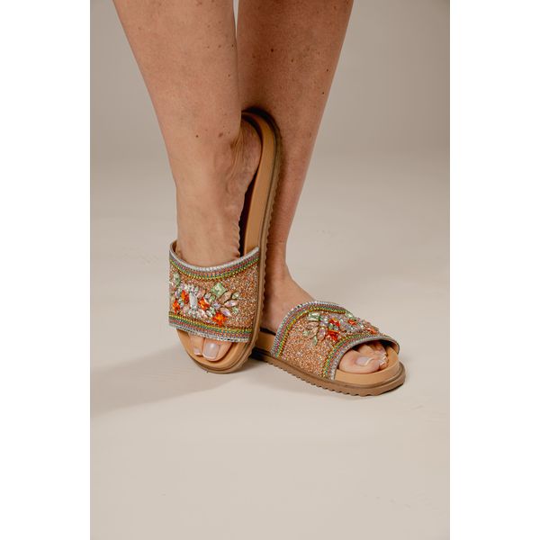 Papete Bordada com Pedrarias Multicolor Milena