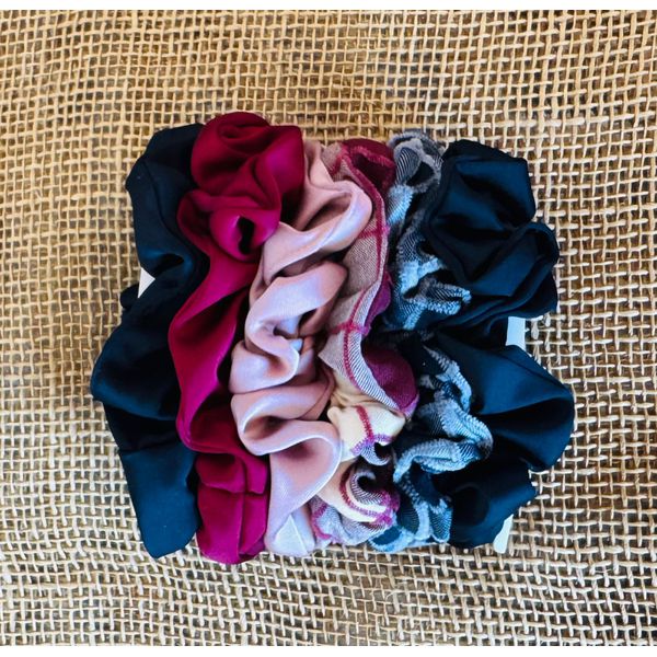 KIT ELÁSTICO PARA CABELO - (COM 6 ELÁSTICOS)- TONS ROSA, MARSALA E PRETO 