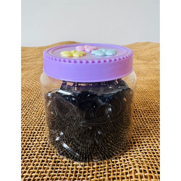 POTE DE ELÁSTICOS PARA CABELO - ELÁSTICOS NA COR PRETA 
