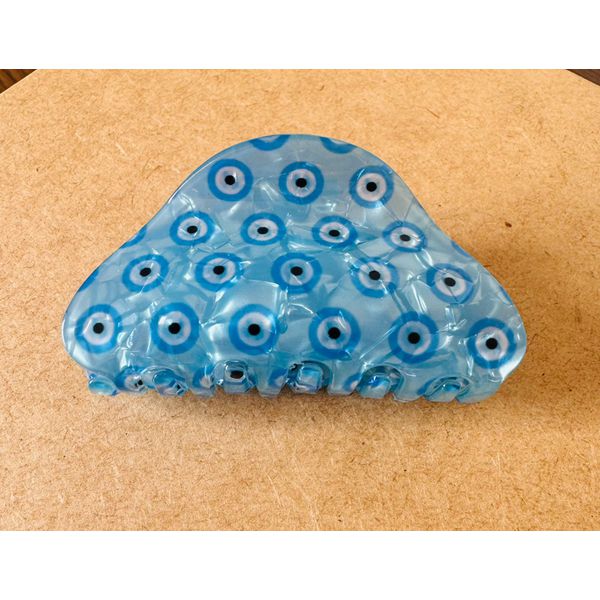 PIRANHA DE CABELO - OLHO GREGO - TONS DE AZUL E PRETO 