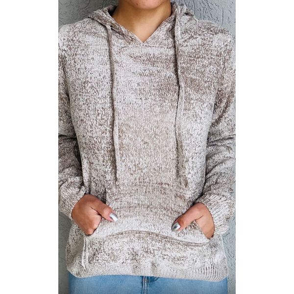 MOLETOM - estilo tricot - de máquina - cor areia 