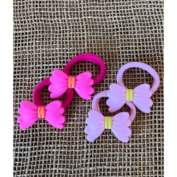 KIT ELÁSTICO PARA CABELO - LAÇOS - COR ROSA E PINK 