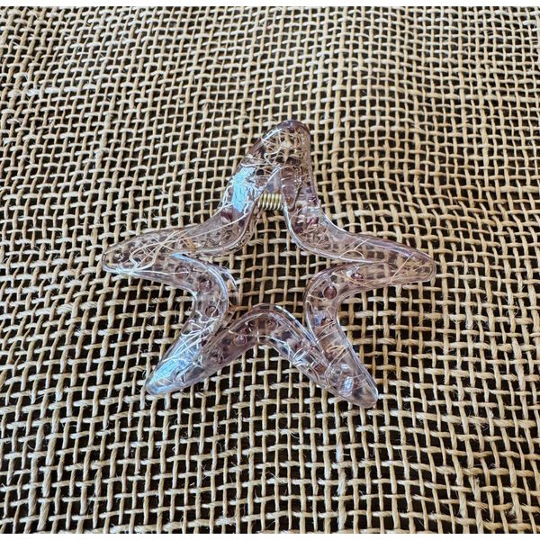 PIRANHA DE CABELO - ESTRELA TRANSPARENTE COM DOURADO 