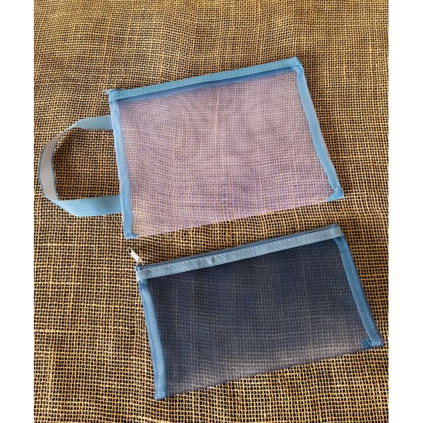 KIT DUAS NECESSAIRE - COR AZUL E TRANSPARÊNCIA 