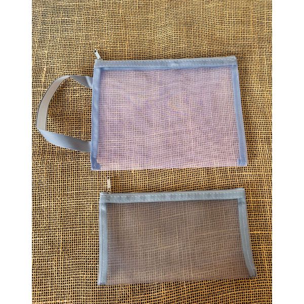 KIT DUAS NECESSAIRE - COR CINZA E TRANSPARÊNCIA 