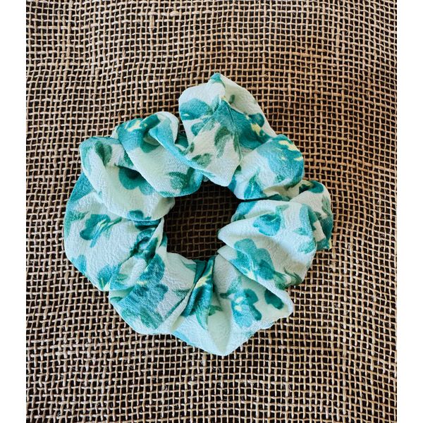 SCRUNCHIE - FLORAL - TONS DE VERDE 