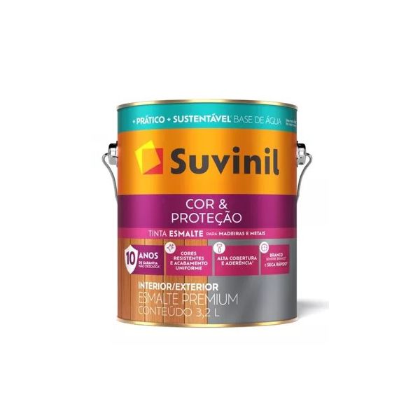 Esmalte Cor e Proteção Base Água Preto Fosco 3,6L