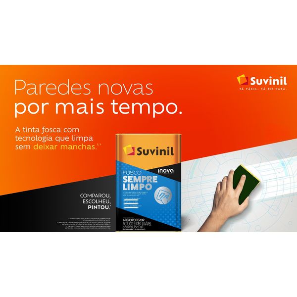 Tinta AcrÍlica Fosco Sempre Limpo Branco Neve 18L Suvinil