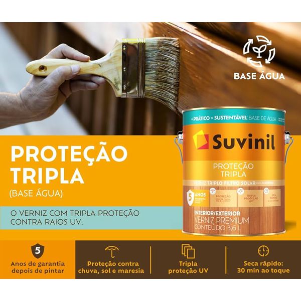 Suvinil Verniz Proteção Tripla Brilhante Base Agua Mogno 900 ml